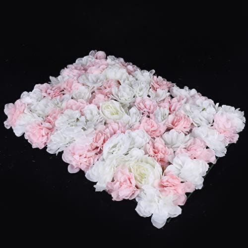 12 PCS Artificial Flower Wall Panels 24" x 16" Decorative Hydrangea and Rose Flower Backdrop Panels Wedding, alternate view 6