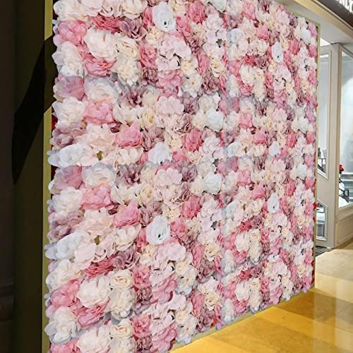 12 Pcs Artificial Flower Wall Panels 3D Flower Background Panel for Wall, 60x40cm Wedding Flower Decorations, alternate view