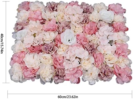 12 Pcs Artificial Flower Wall Panels 3D Flower Background Panel for Wall, 60x40cm Wedding Flower Decorations, alternate view