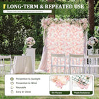 12 PCS Artificial Flowers Wall Decoration 24" x 16" Decorative Rose Hydrangea Flower Panels Flower Wall for Home, alternate