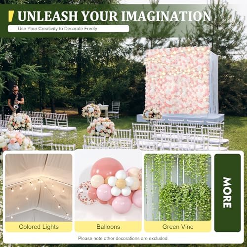 12 PCS Artificial Flowers Wall Decoration 24" x 16" Decorative Rose Hydrangea Flower Panels Flower Wall for Home, alternate
