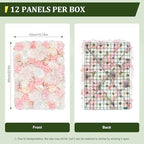 12 PCS Artificial Flowers Wall Decoration 24" x 16" Decorative Rose Hydrangea Flower Panels Flower Wall for Home, alternate