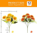 12 Pcs Artificial Mums for Outdoors, Fake Fall Flowers for Autumn, alternate view 3