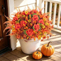 12 Pcs Artificial Mums for Outdoors Planters Fake Flowers Fall Decor