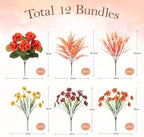 12 Pcs Artificial Mums for Outdoors Planters Fake Flowers Fall Decor, alternate view 2