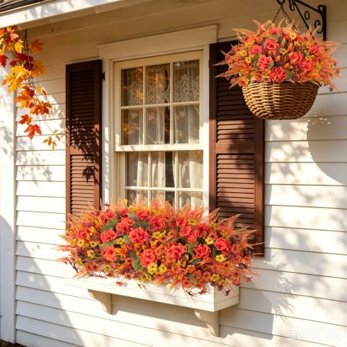12 Pcs Artificial Mums for Outdoors Planters Fake Flowers Fall Decor, alternate view 4