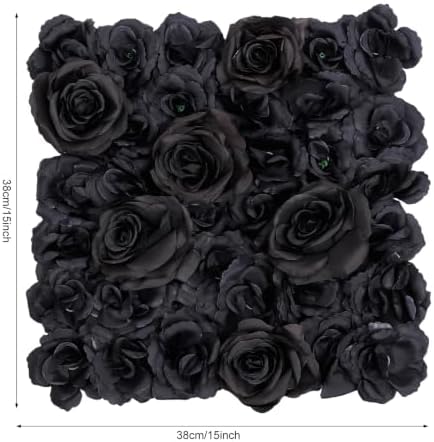 12 PCS Black Artificial Rose Silk Flowers PanelsFlower Backdrop, alternate view 2
