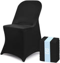 12 Pcs Black Folding Chair Covers Spandex Stretch Slipcover