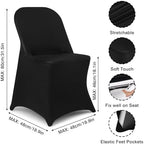 12 Pcs Black Folding Chair Covers Spandex Stretch Slipcover, alternate view 2