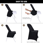 12 Pcs Black Folding Chair Covers Spandex Stretch Slipcover, alternate view 3