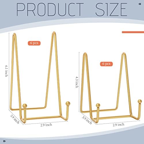 12 Pcs Book Stands for Display Metal Stand, 4.3", 6", Gold in Gold, alternate view 2