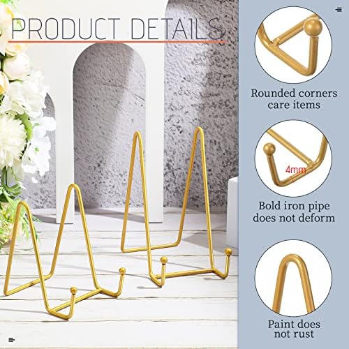 12 Pcs Book Stands for Display Metal Stand, 4.3", 6", Gold in Gold, alternate view 3