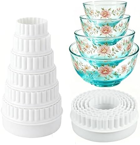 12 Pcs Bowl Display Stand for Pyrex Bowls, White Plastic Bowl Stand in White