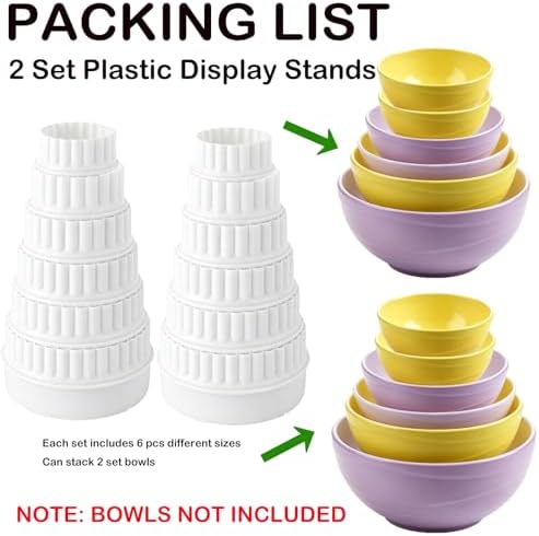 12 Pcs Bowl Display Stand for Pyrex Bowls, White Plastic Bowl Stand in White, alternate view 2