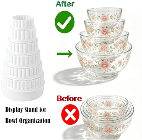12 Pcs Bowl Display Stand for Pyrex Bowls, White Plastic Bowl Stand in White, alternate view 4