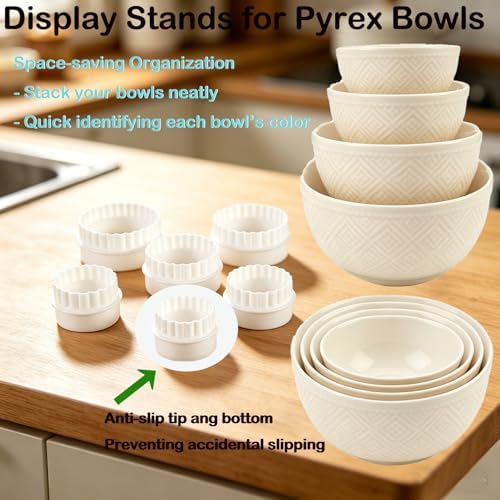 12 Pcs Bowl Display Stand for Pyrex Bowls, White Plastic Bowl Stand in White, alternate view 5