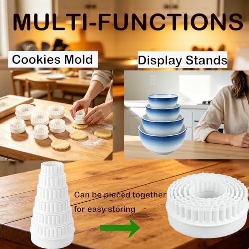12 Pcs Bowl Display Stand for Pyrex Bowls, White Plastic Bowl Stand in White, alternate view 6