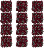 12 PCS Burgundy Flowers Wall Backdrop, 12 X 12 inch in 12 X 12 inch