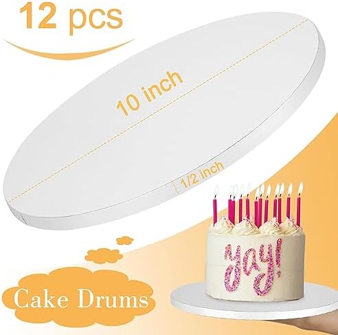 12 PCS Cake Drums 10 Inch, 10inch Drum, Cake Boards 10 Inch Round, 1/2" Thick Cardboard, Sturdy Circle, Base, alternate view