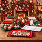 12 Pcs Christmas Plastic Serving Tray Rectangle Serving Platters in Christmas, alternate view 5