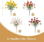 12 PCS Fake Fall Morning Glory Mums Artificial Flowers for Outdoors, alternate view 4