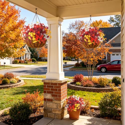 12 PCS Fake Fall Morning Glory Mums Artificial Flowers for Outdoors, alternate view 6