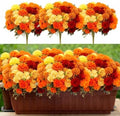 12 Pcs Fall Artificial Flowers for Outdoor, Assorted Faux Mums
