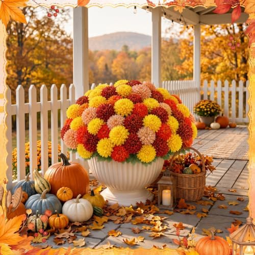 12 Pcs Fall Artificial Flowers for Outdoor, Assorted Faux Mums, alternate view 4