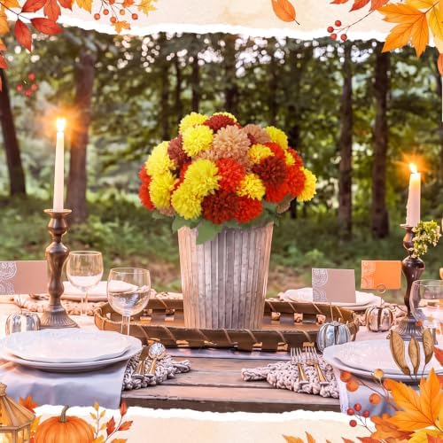 12 Pcs Fall Artificial Flowers for Outdoor, Assorted Faux Mums, alternate view 5