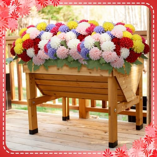 12 Pcs Fall Artificial Flowers for Outdoor Faux Mums, Vivid Color, alternate view 3