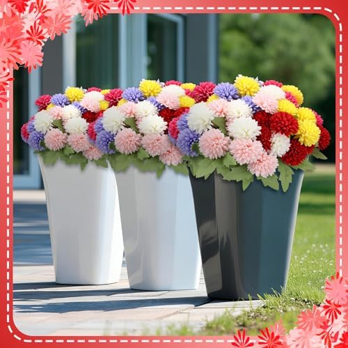 12 Pcs Fall Artificial Flowers for Outdoor Faux Mums, Vivid Color, alternate view 5