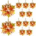 12 Pcs Fall Floral Swags Wreaths Mini Autumn Artificial Candle Rings Wreaths with Berries 3 inch Farmhouse
