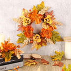12 Pcs Fall Floral Swags Wreaths Mini Autumn Artificial Candle Rings Wreaths with Berries 3 inch Farmhouse, alternate view 2