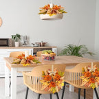 12 Pcs Fall Floral Swags Wreaths Mini Autumn Artificial Candle Rings Wreaths with Berries 3 inch Farmhouse, alternate view 6