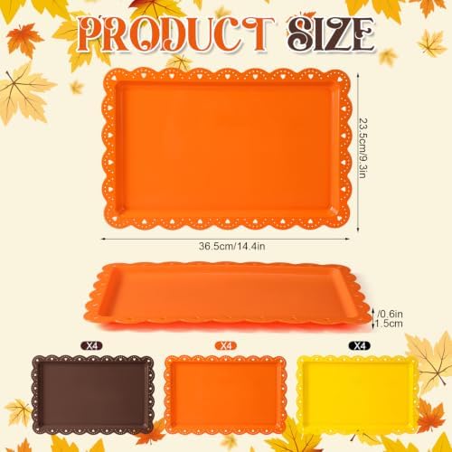 12 Pcs Fall Plastic Serving Trays Rectangle Thanksgiving Serving Dishes in Thanksgiving, alternate view 3
