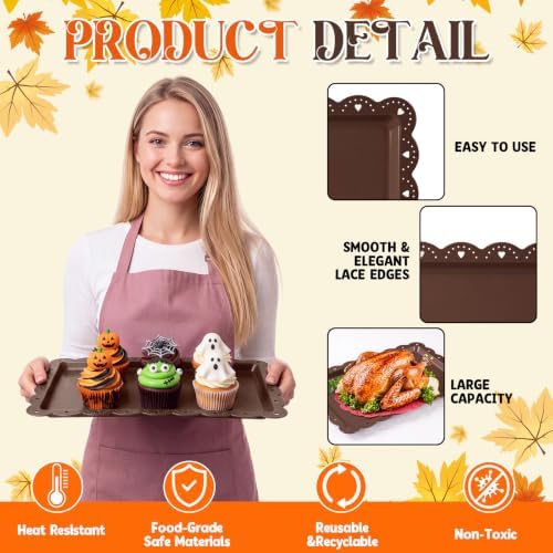 12 Pcs Fall Plastic Serving Trays Rectangle Thanksgiving Serving Dishes in Thanksgiving, alternate view 4