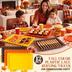 12 Pcs Fall Plastic Serving Trays Rectangle Thanksgiving Serving Dishes in Thanksgiving, alternate view 5