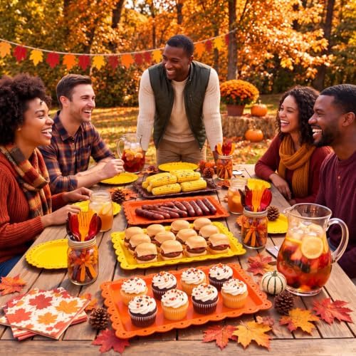 12 Pcs Fall Plastic Serving Trays Rectangle Thanksgiving Serving Dishes in Thanksgiving, alternate view 6