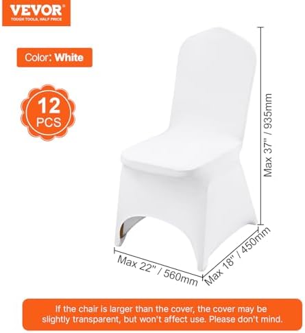 12 Pcs Flat-Front Chair Covers Polyester Spandex Chair Cover Stretch Slipcovers, Wedding, Holiday, Banquet, alternate view 3