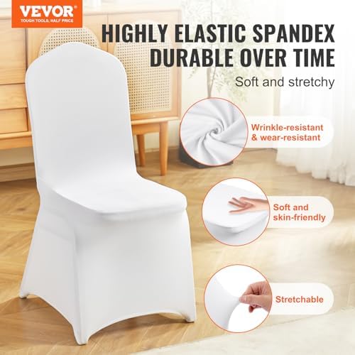 12 Pcs Flat-Front Chair Covers Polyester Spandex Chair Cover Stretch Slipcovers, Wedding, Holiday, Banquet, alternate view 4