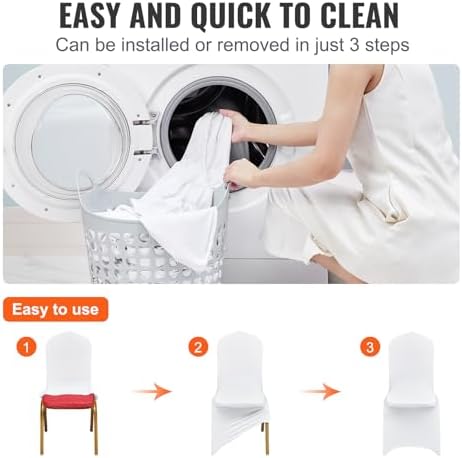 12 Pcs Flat-Front Chair Covers Polyester Spandex Chair Cover Stretch Slipcovers, Wedding, Holiday, Banquet, alternate view 6