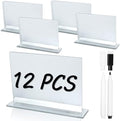 12 PCS Food Labels for Party Buffet - Silvery Food Signs for Buffet, Acrylic Rectangle Mini Signs with Base & 2