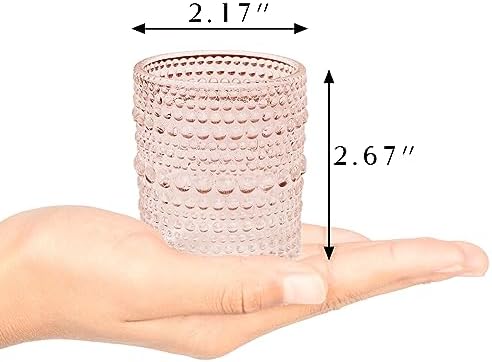 12 pcs Glass Votive Candle Holders, 6 Colors 3 Patterns Tealight Candle Holders for Fall Wedding Table, alternate view 3