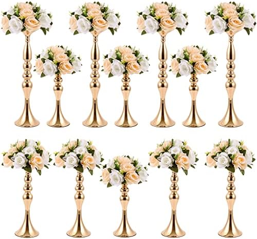 12 Pcs Gold Centerpieces for Table, Wedding Flower Stands,3 Sizes in Gold