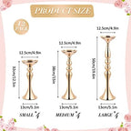 12 Pcs Gold Centerpieces for Table, Wedding Flower Stands,3 Sizes in Gold, alternate view 3