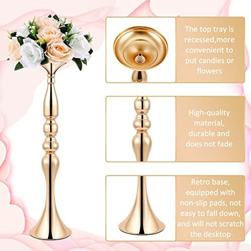 12 Pcs Gold Centerpieces for Table, Wedding Flower Stands,3 Sizes in Gold, alternate view 4
