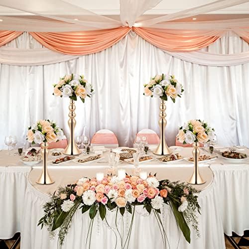 12 Pcs Gold Centerpieces for Table, Wedding Flower Stands,3 Sizes in Gold, alternate view 6