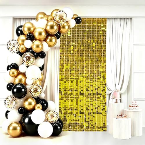12 Pcs Gold Shimmer Wall Backdrop,3x4 FT for Party in 3x4 FT