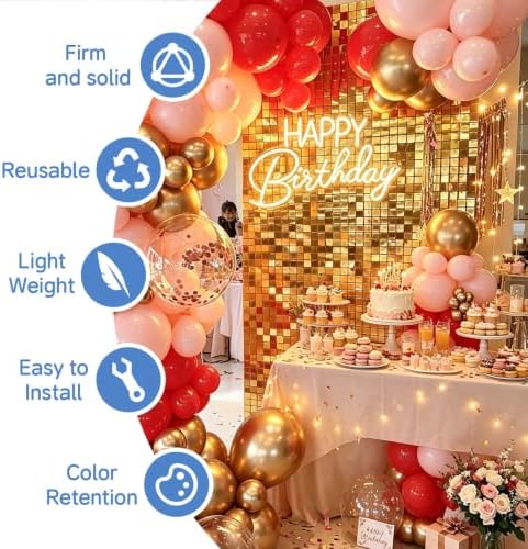 12 Pcs Gold Shimmer Wall Backdrop,3x4 FT for Party in 3x4 FT, alternate view 2
