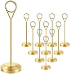 12 Pcs Gold Table Number Holders, 6 Inch Tall Place Card Holders for Table, Sturdy Photo Picture Holders with
